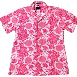 Chemise de St. Barth Pink Floral Shirt XXL 100% Cotton Caribbean Luxury